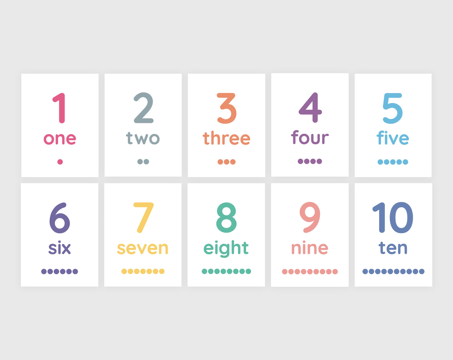 Numbers 1-10 free flash cards
