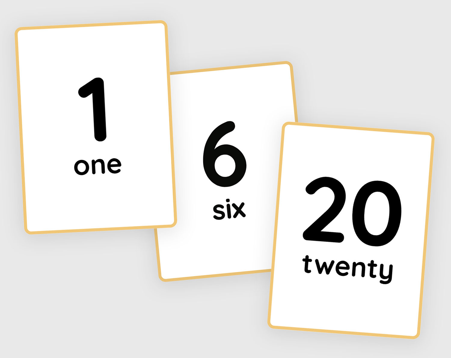 Flash cards numbers 1 to 20